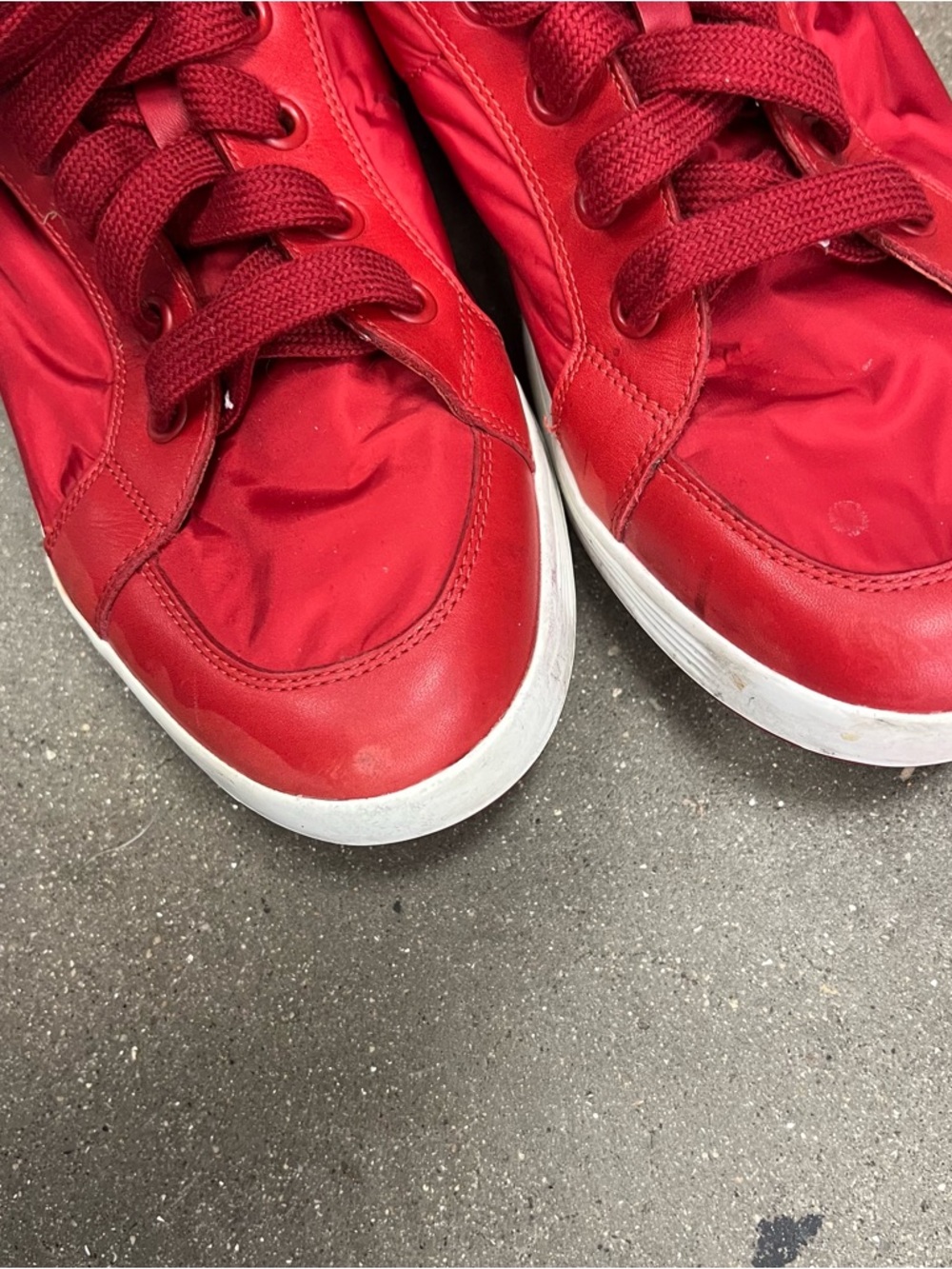 Prada Red High-Top Sneakers with White Soles - Picture 7 of 10